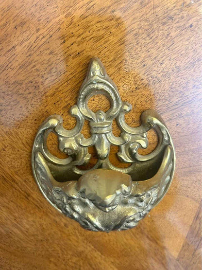 Vintage Cast Brass Cherub Match Holder Wall Pocket, Ornate Baroque Catchall