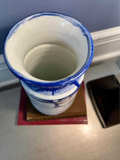 V. Keaveny Signed Studio Pottery - MCM Drip Glaze Stoneware