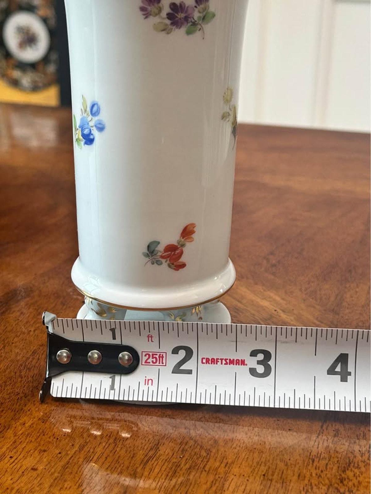 Antique Meissen Porcelain Footed Vase Deutsche Blumen Floral Gilt