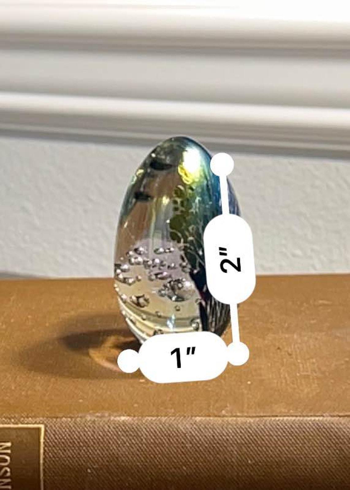 Vintage Signed MSH 1990 Mount St. Helens Ash Dichroic Art Glass Egg Paperweight