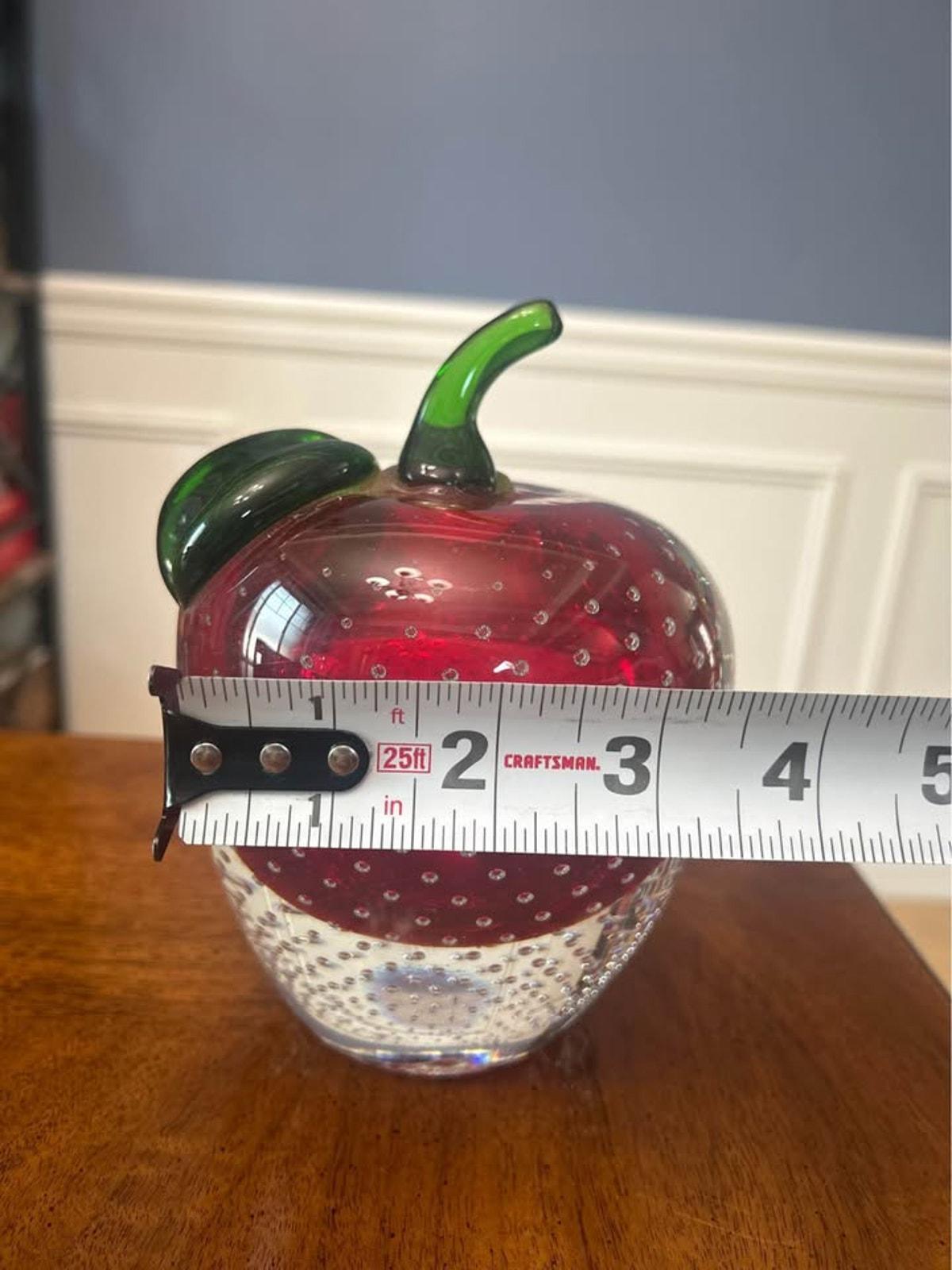 Vintage Murano Style Red Bullicante Art Glass Apple Paperweight