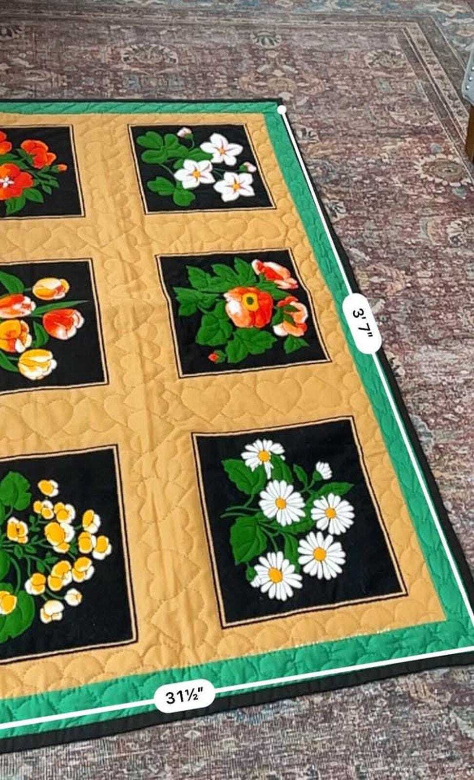 Pat Klem "Garden Windows" Hand-Quilted Wall Hanging (1991)