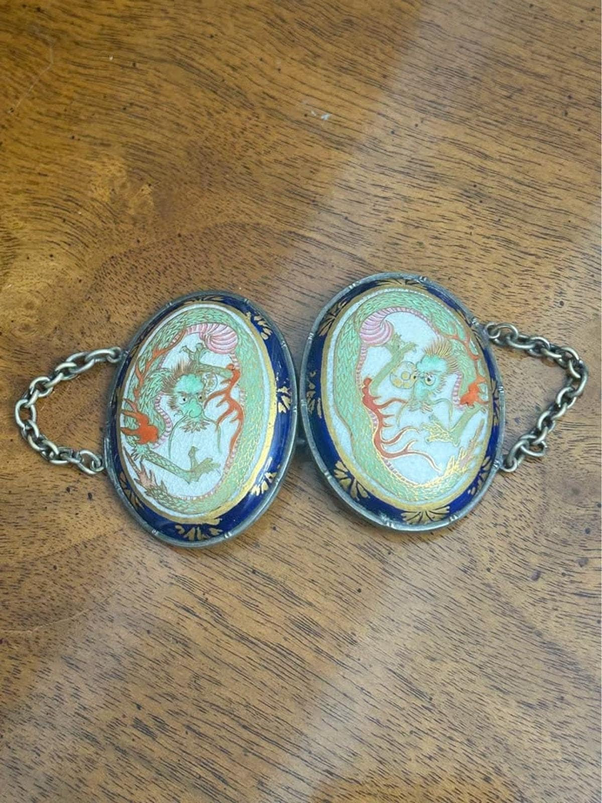 Antique Meiji Period Japanese Satsuma Dragon Belt Buckle
