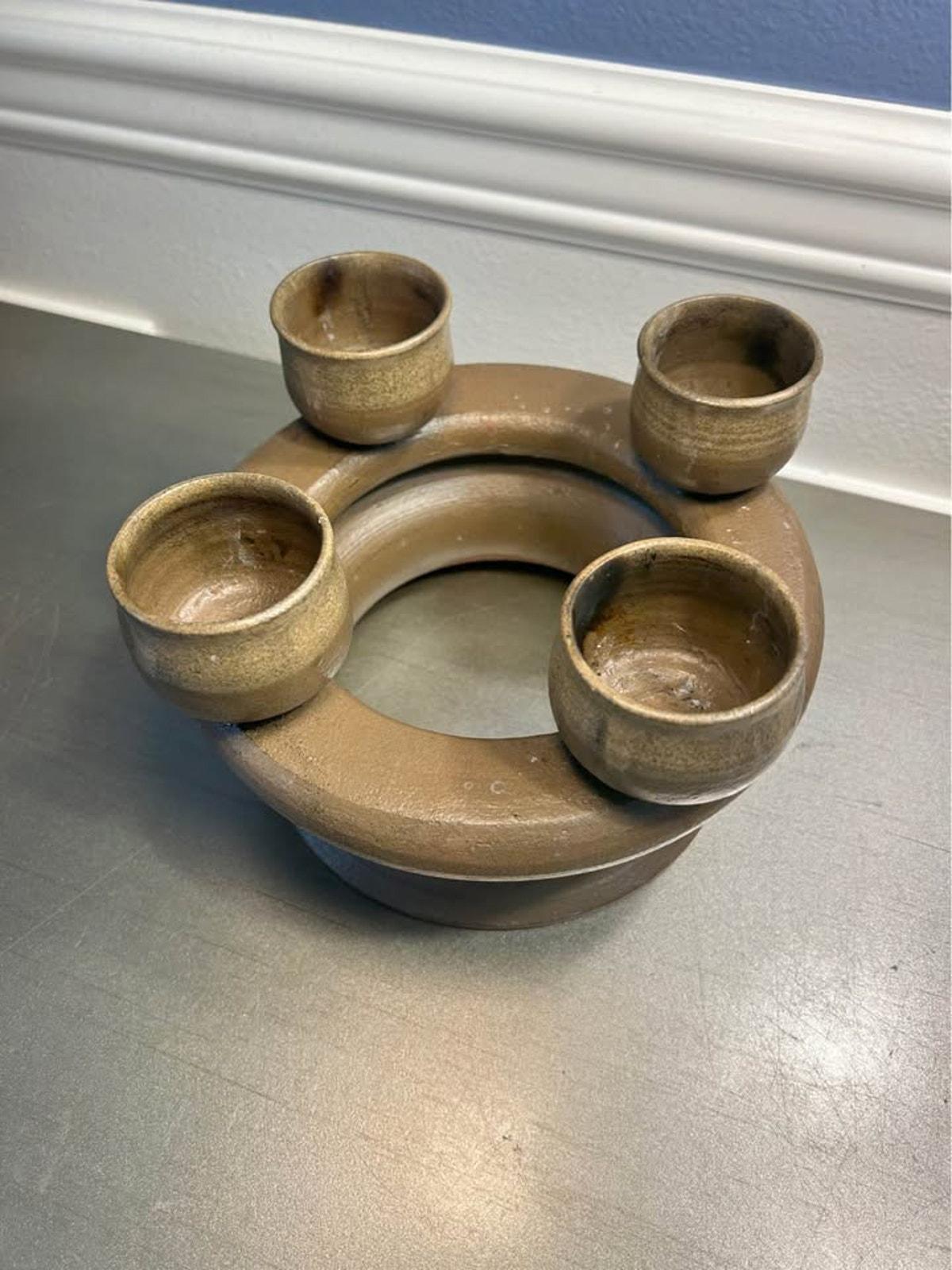 Vintage 1980s Andy Phibbs Studio Pottery Candelabra
