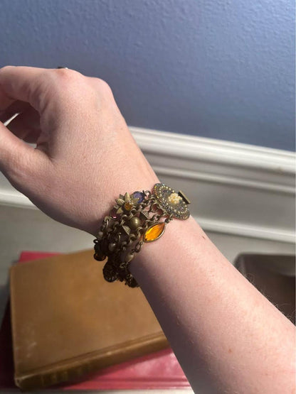 Sorrelli Vintage Multi-Strand Brass Bracelet with Austrian Crystals