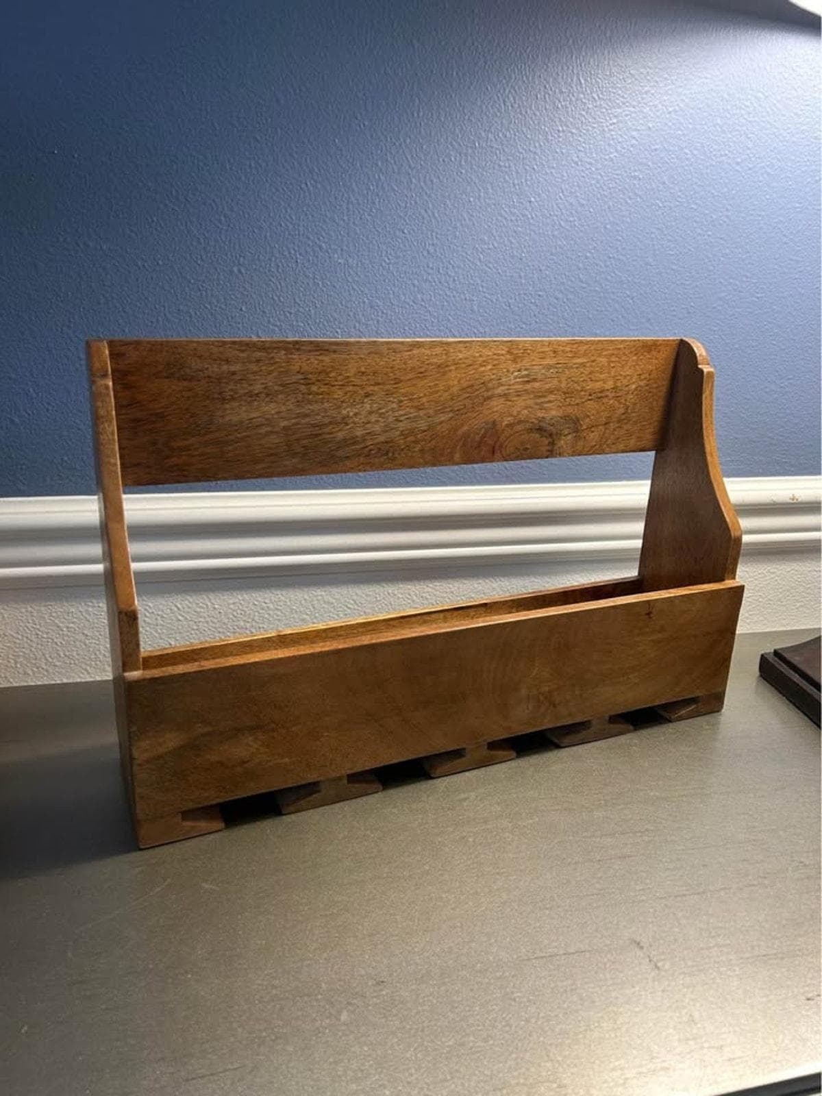 Handcrafted Mango Wood Wall-Mounted Wine Rack & Glass Holder