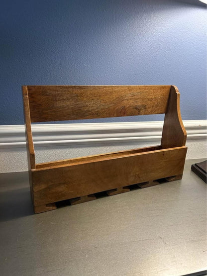 Handcrafted Mango Wood Wall-Mounted Wine Rack & Glass Holder