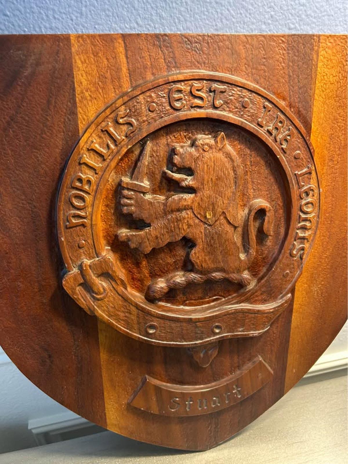 Vintage Hand-Carved Stuart of Appin Clan Crest by Miles – Port Orchard, WA