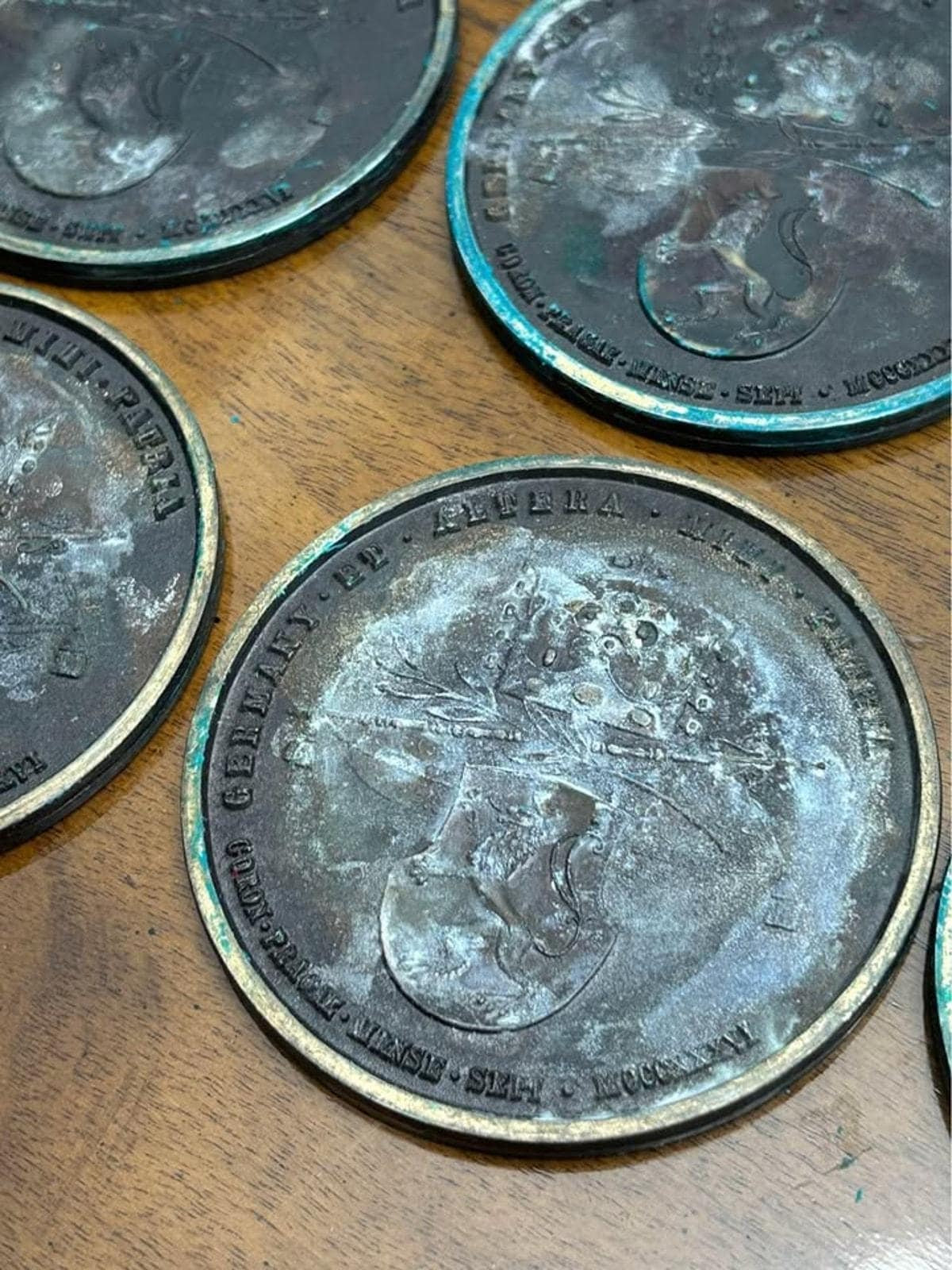 Antique 1836 Maria Anna Bohemian Coronation Bronze Replica Medals Set of 6
