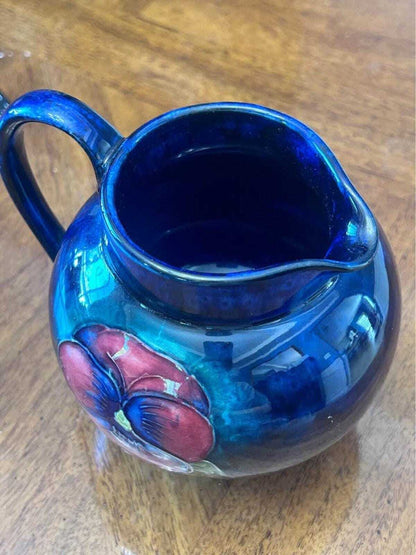 Vintage Moorcroft Pottery Pansy Pitcher Tube Lined Floral Jug