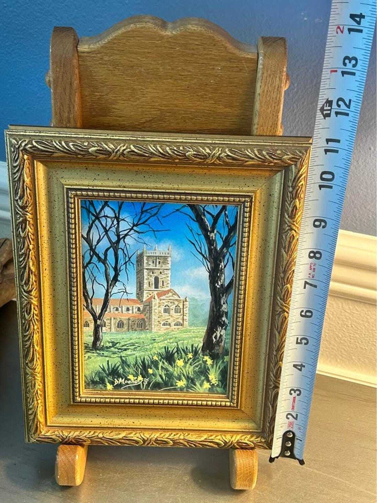 Vintage 1985 D. Mooney Original Framed Painting of St Davids Cathedral