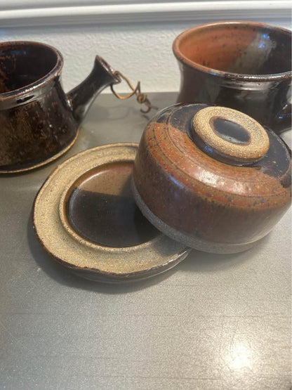 Hand-Signed Studio Stoneware: French Onion Soup & Lidded Casserole Set