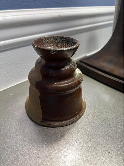 Radwick Studio Pottery Signed Brutalist Stoneware Vase / Candle Holder