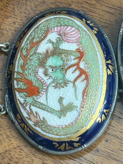 Antique Meiji Period Japanese Satsuma Dragon Belt Buckle