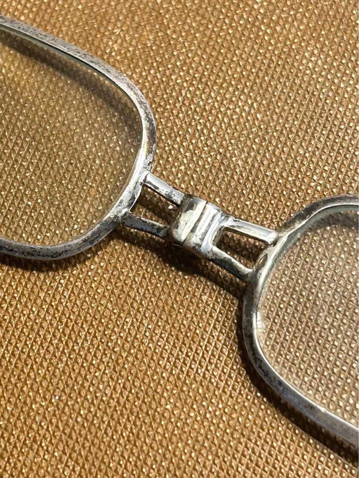 Antique Sterling Silver Floral Engraved Folding Lorgnette