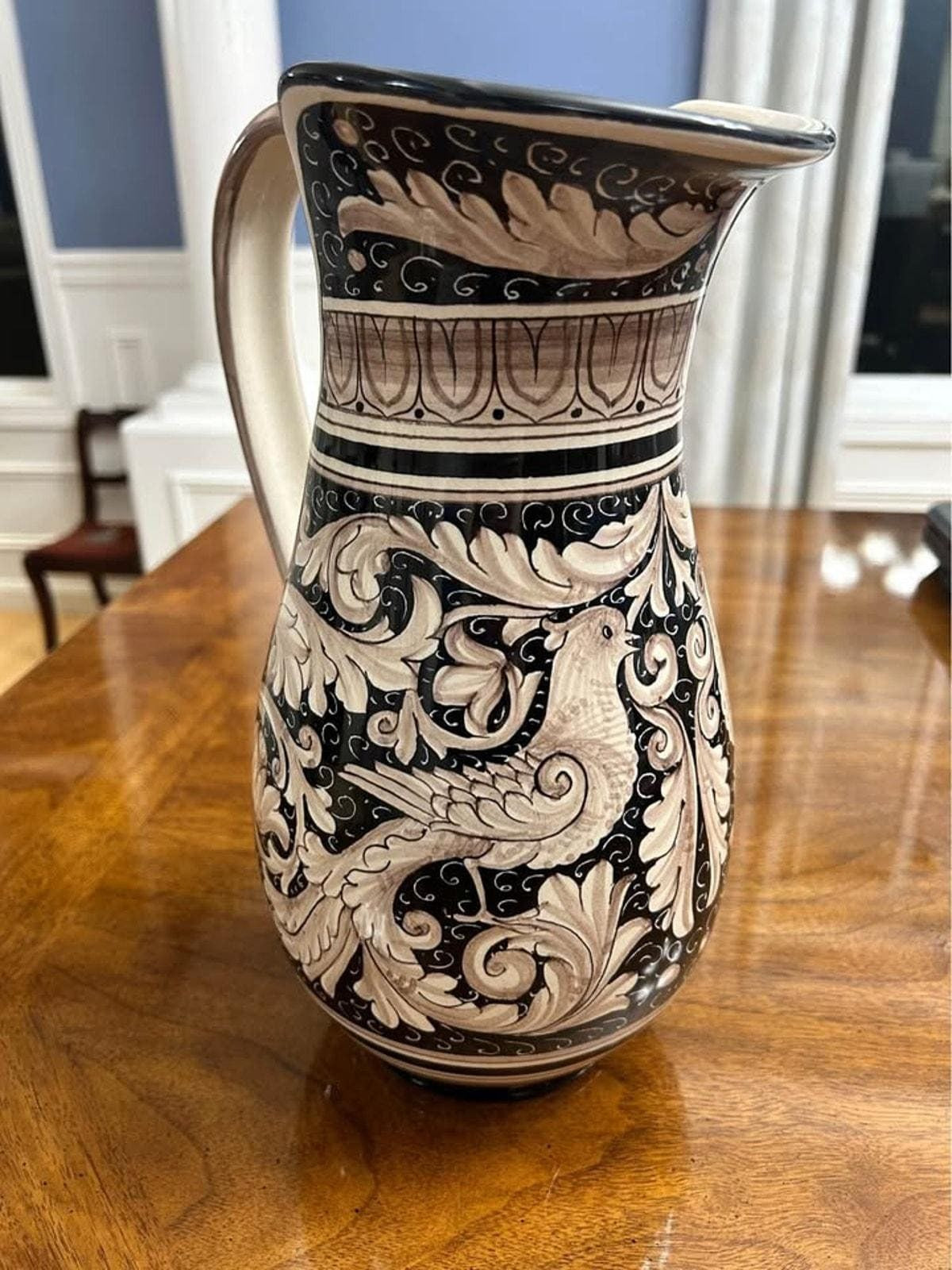 Large Vintage FIMA Deruta Majolica Hand Painted Italian Pitcher