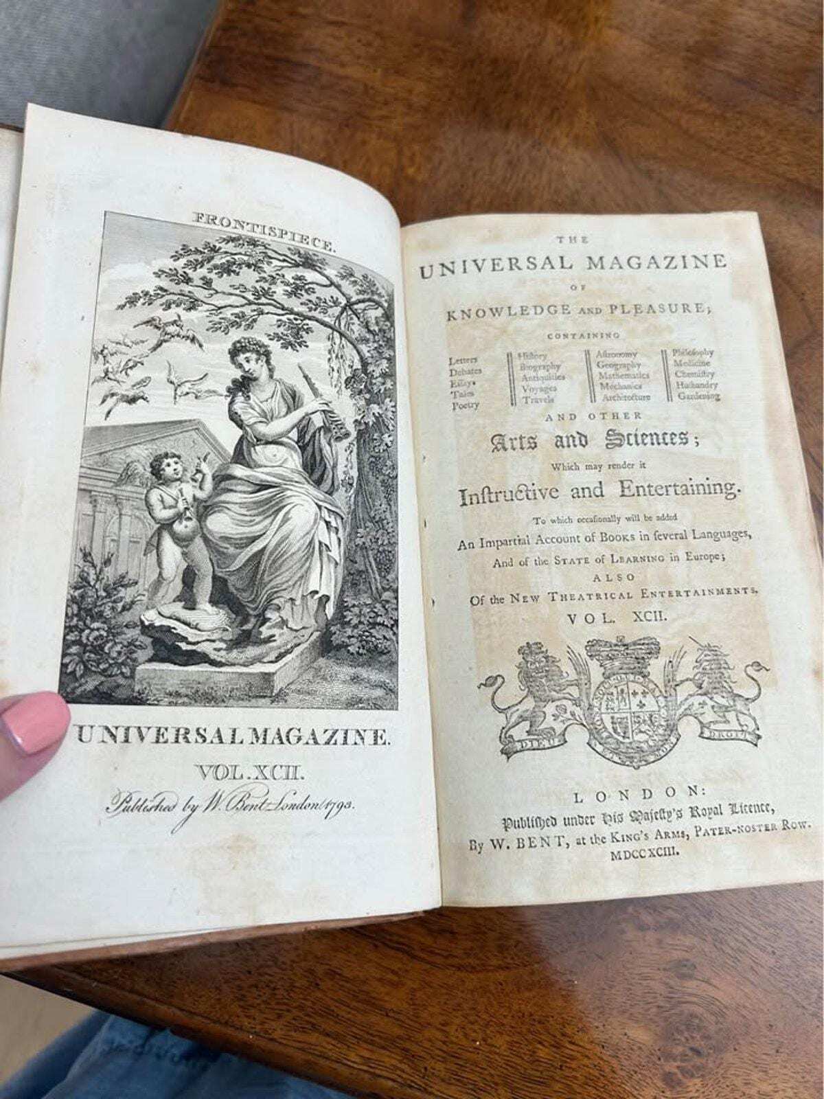 Antique 1793-1794 The Universal Magazine Vols 92 93 94 W. Bent London