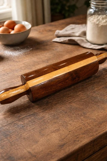 Artisan 19" Striped Walnut & Maple Hardwood Rolling Pin