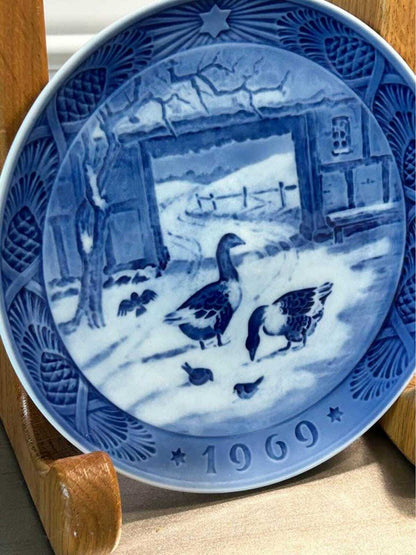 Royal Copenhagen 1969 Christmas Plate, In The Old Farmyard by Kaj Lange