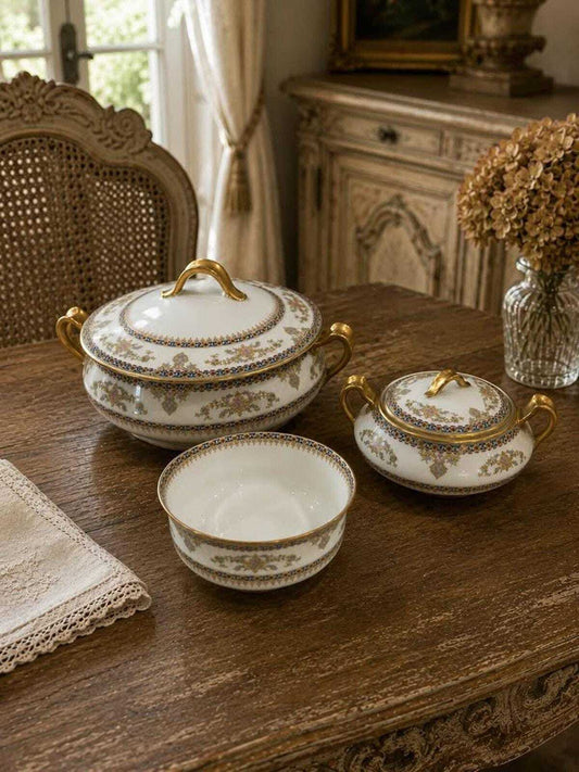 Antique Haviland & Co. Limoges Porcelain 3-Piece Serving Set