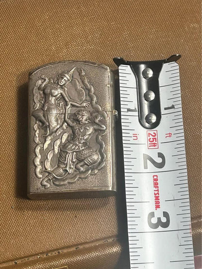 Vintage Siam Sterling Silver Repoussé Lighter Case Hanuman Ramakien