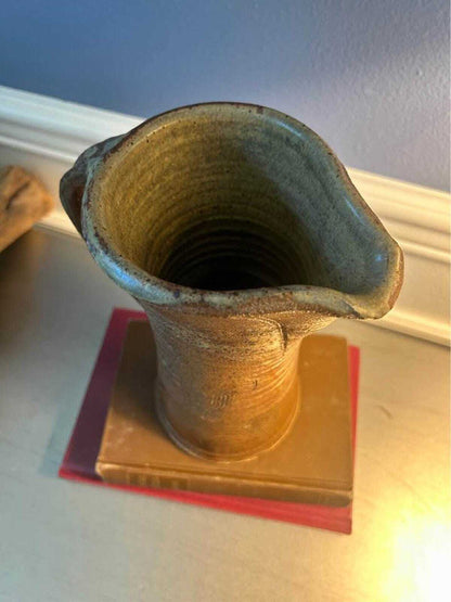 Vintage Tad Demsey Studio Pottery Tall Pitcher Hand Thrown Stoneware Combed Jug