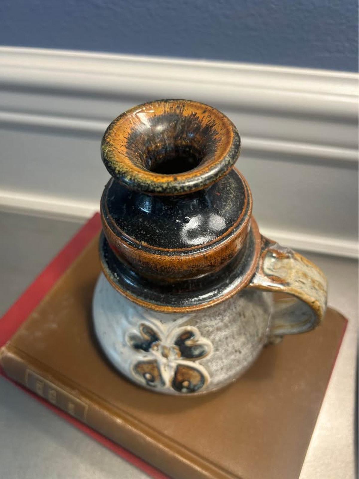 Bueran 1983 Hand-Thrown Studio Pottery Jar with Butterfly Motif