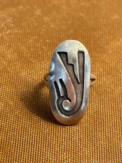 Vintage Hopi Sterling Silver Overlay Ring Split Shank Native American - Size 6