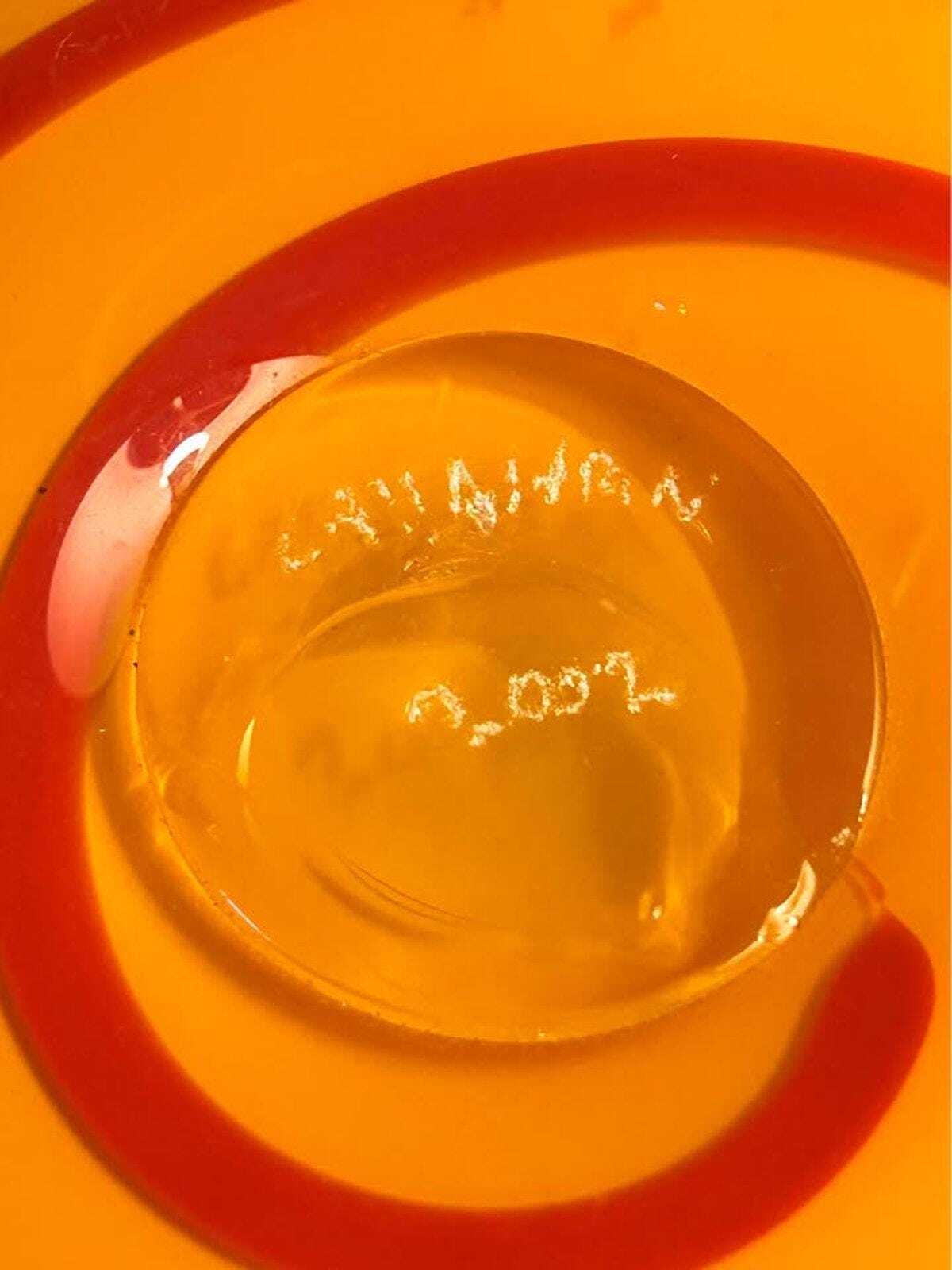 Vintage 2002 Callahan McVay Studio Art Glass Hand Blown Orange Swirl Vessel