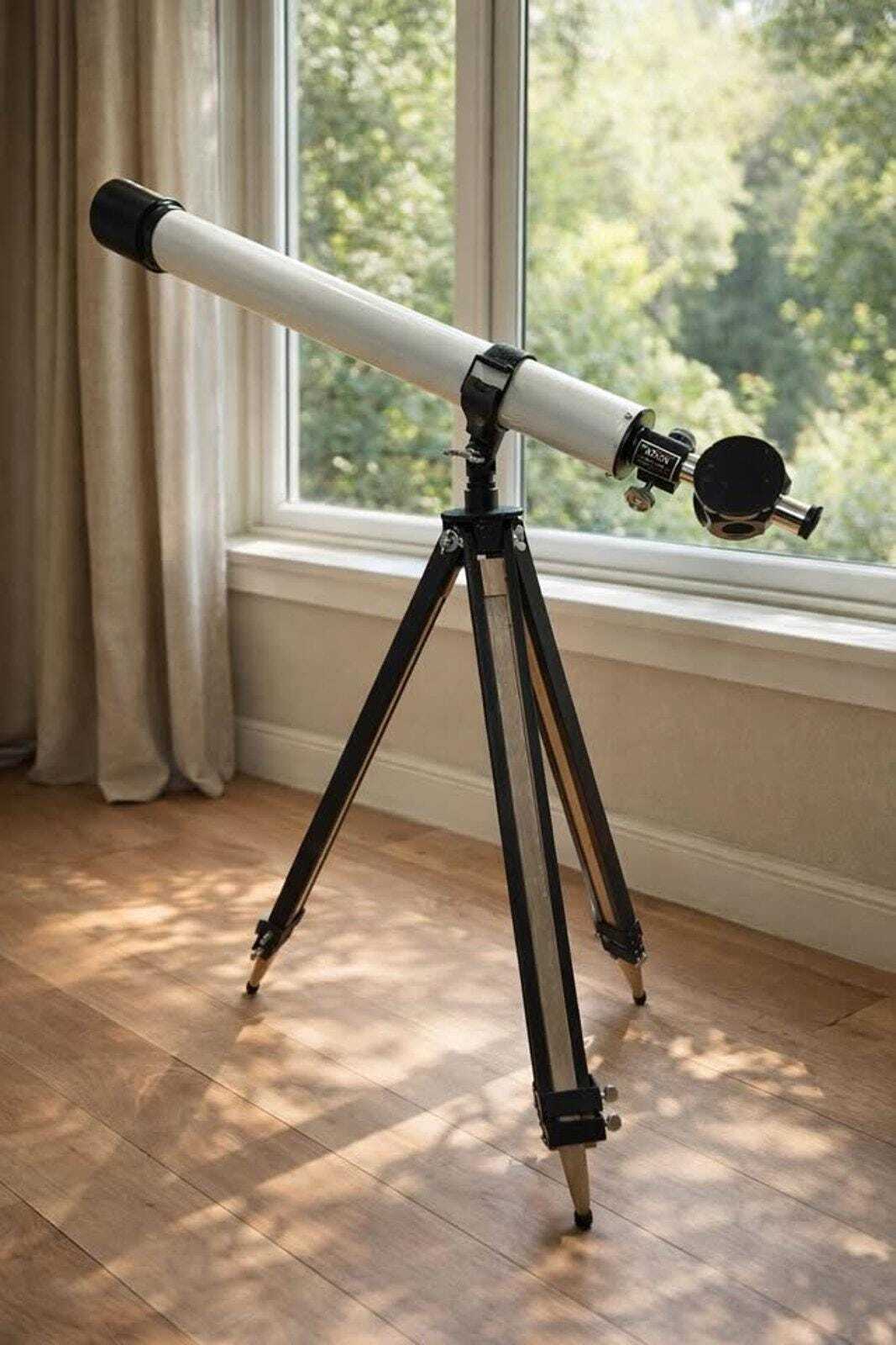 Vintage Towa Aznon 60mm Refractor Telescope with Wood Tripod & Original Box