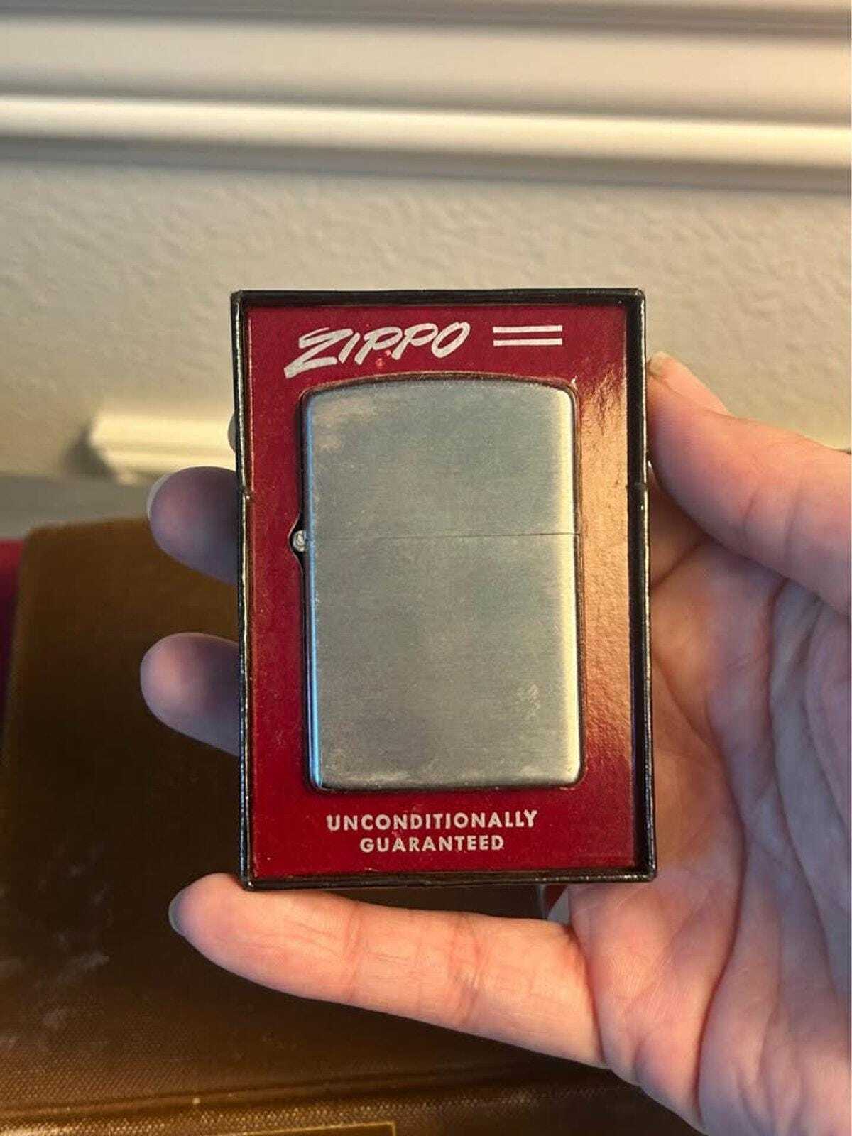 Vintage 1953-1955 Zippo Windproof Lighter in Original Candy Stripe Box | Brushed Chrome Pat. 2517191
