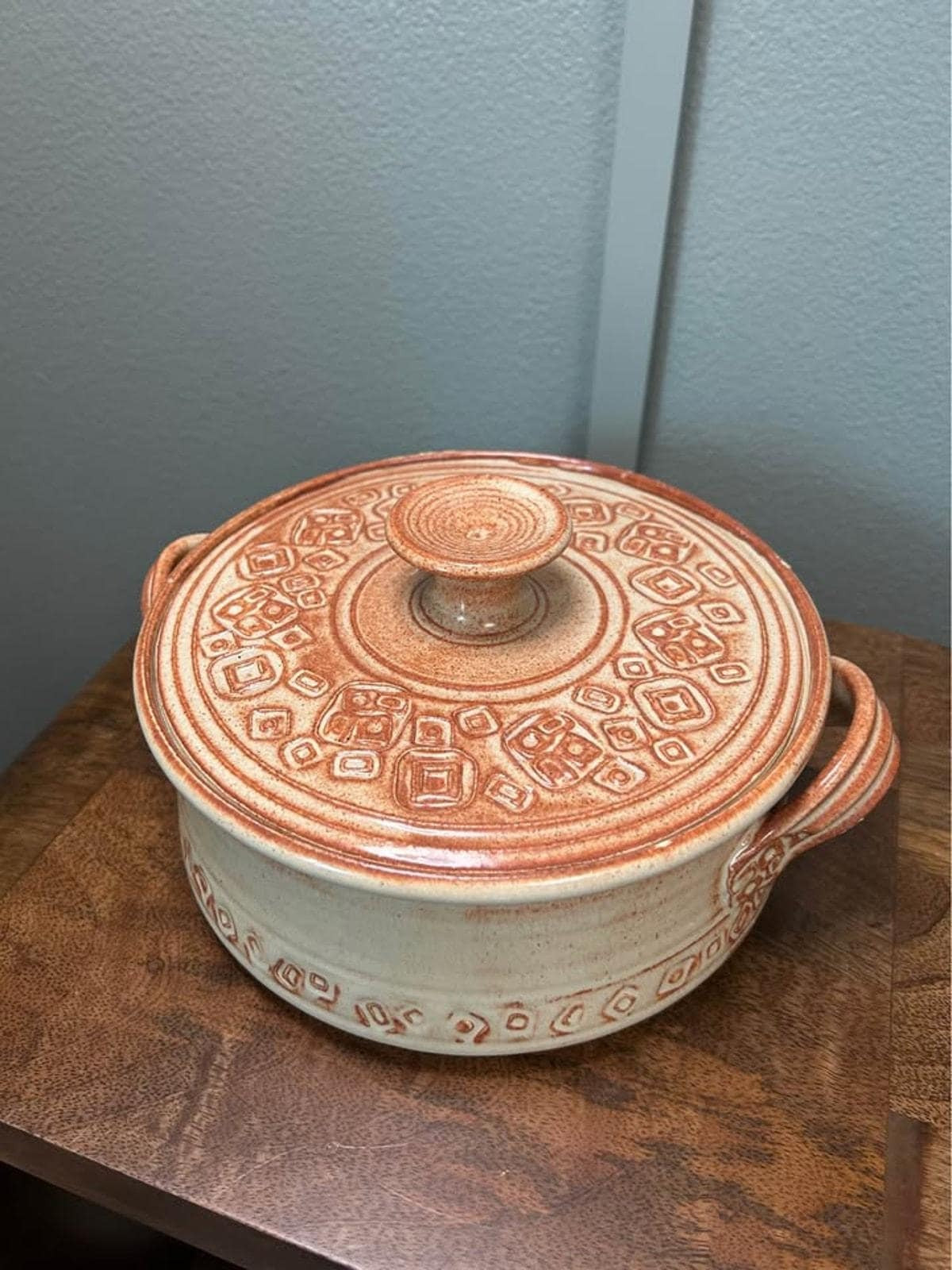Barbara G. Childs Hand-Carved Studio Pottery Casserole Dish & Platter Set