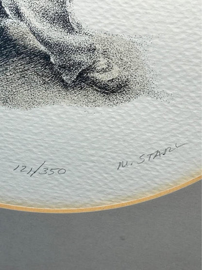 Marv Stahl Signed Limited Edition Print "I'll Call Him Max" Framed Stippling Art