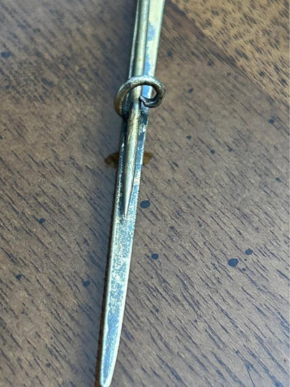 Antique J. Tostrup Sterling Silver Enamel Shawl Pin, Viking Revival Stick Brooch