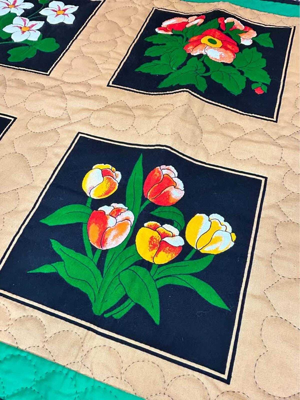 Pat Klem "Garden Windows" Hand-Quilted Wall Hanging (1991)