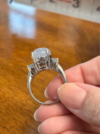 Vintage Mid-Century Genuine Moonstone and Aquamarine Cocktail Ring - size 10.75
