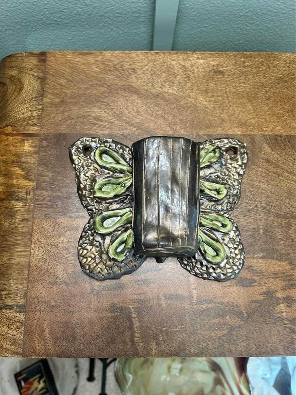 Studio Pottery Butterfly Wall Pocket