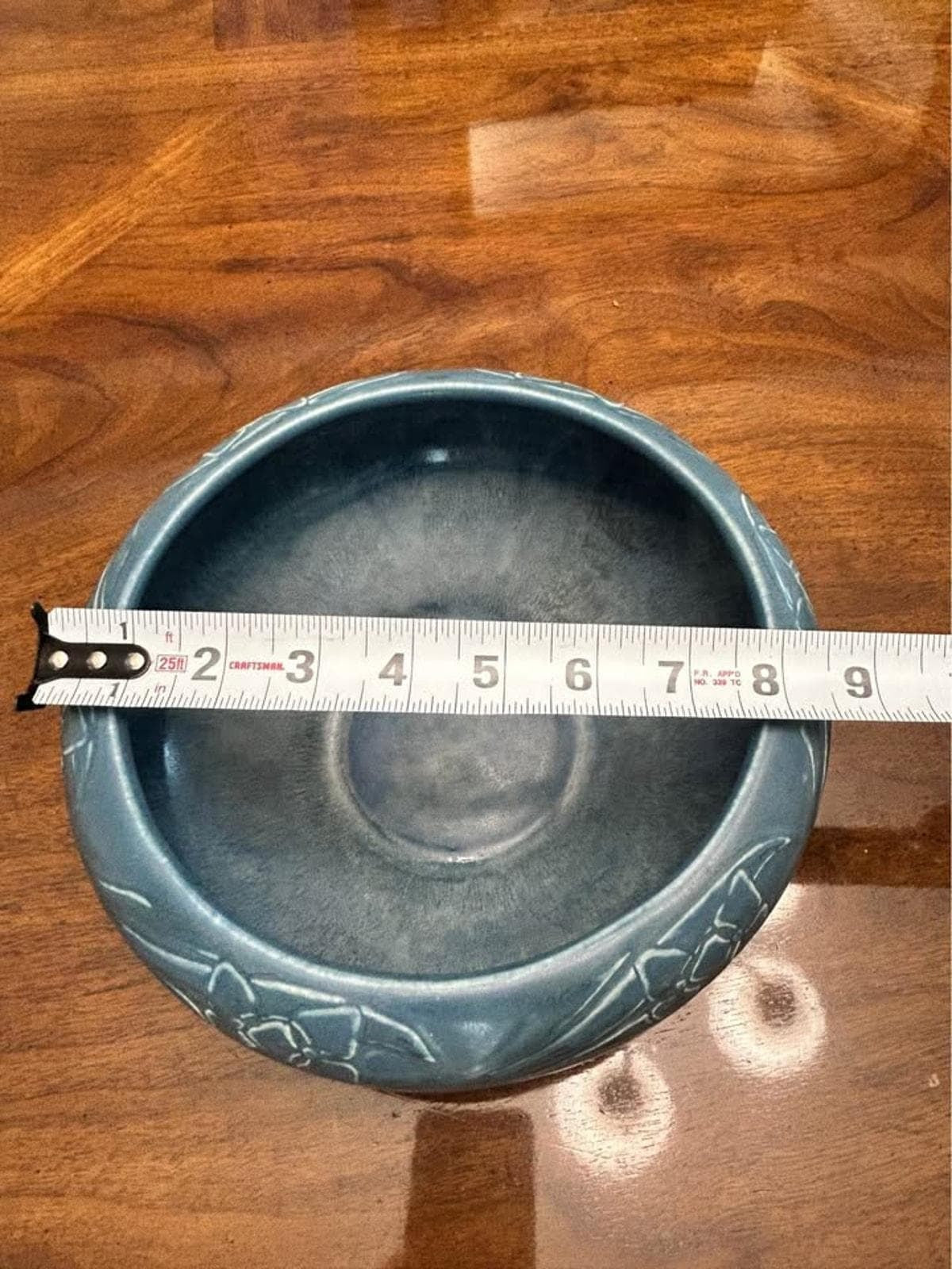 Antique 1927 Rookwood Pottery Matte Blue Relief Floral Bowl Shape 2149