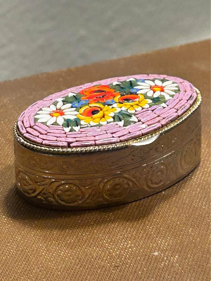 Vintage Italian Micro Mosaic Floral Pill Box