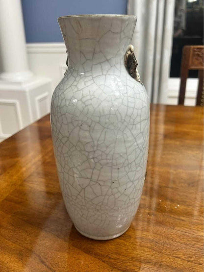 Antique Chinese Crackle Glaze Applied Dragon Vase Qing Dynasty