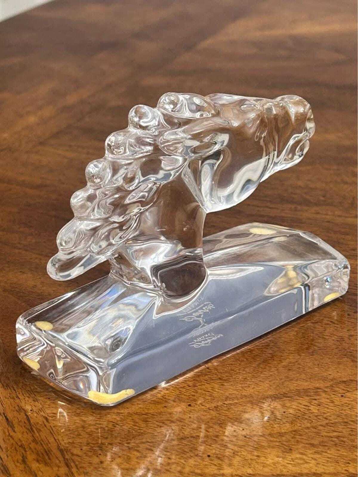 Vintage Sèvres France Clear Crystal Horse Head Sculpture Paperweight