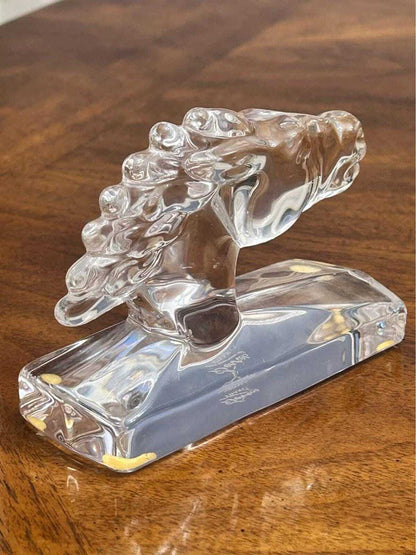 Vintage Sèvres France Clear Crystal Horse Head Sculpture Paperweight
