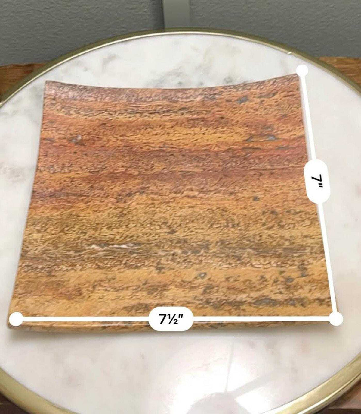 Vintage Waterstone Inc. Marble Catchall Tray, Hand Crafted Travertine Style Dish