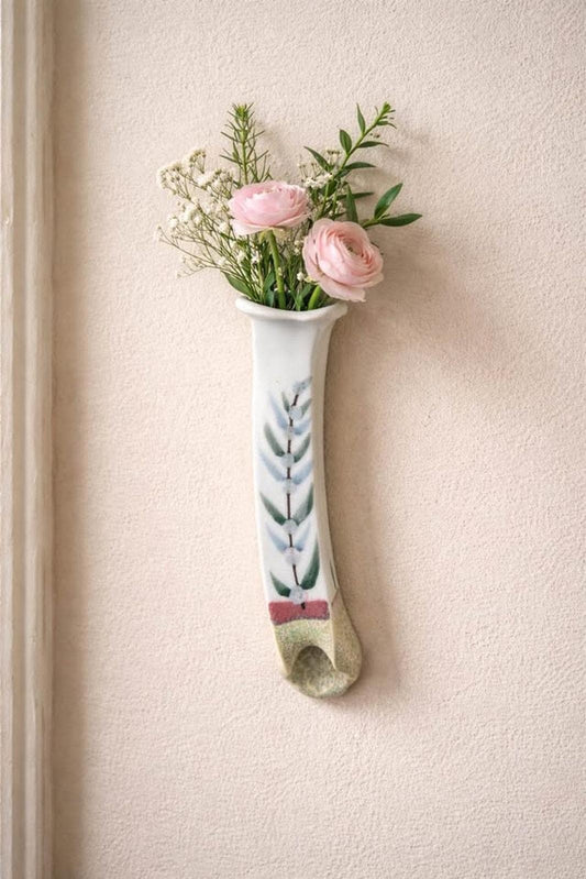 JW Studio Hand-Painted Botanical Ceramic Wall Pocket