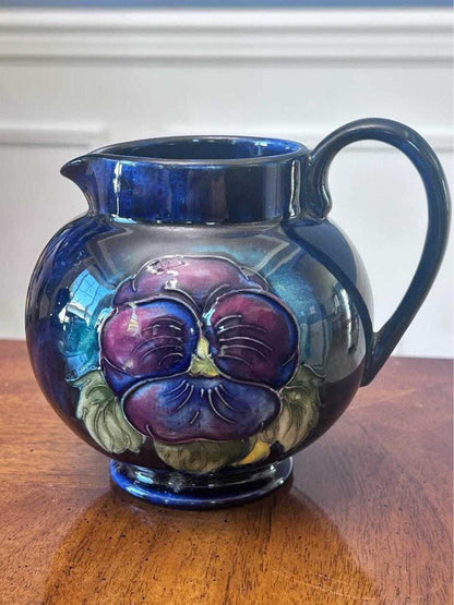 Vintage Moorcroft Pottery Pansy Pitcher Tube Lined Floral Jug