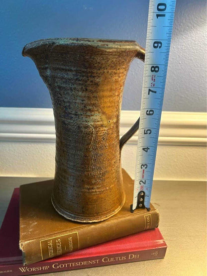 Vintage Tad Demsey Studio Pottery Tall Pitcher Hand Thrown Stoneware Combed Jug