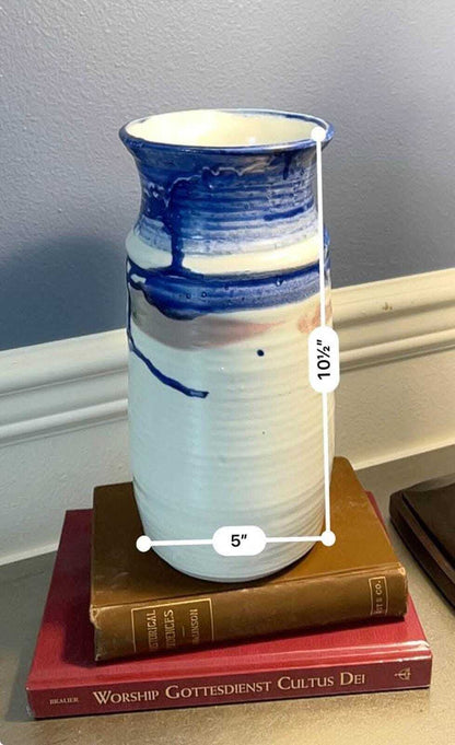 V. Keaveny Signed Studio Pottery - MCM Drip Glaze Stoneware