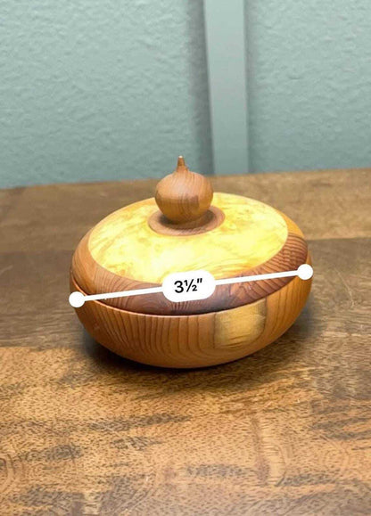 Studio-Signed "WK" Hand-Turned Burl and Cedar Lidded Vessel