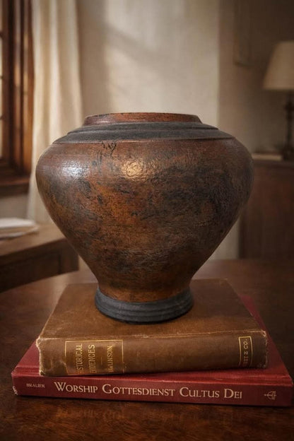 Neff 1993 Studio Pottery Urn | Brutalist Metallic Ceramic Vessel | Earthy Wabi Sabi Decor