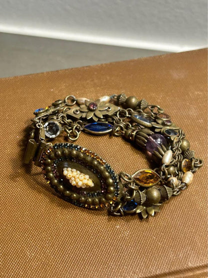 Sorrelli Vintage Multi-Strand Brass Bracelet with Austrian Crystals